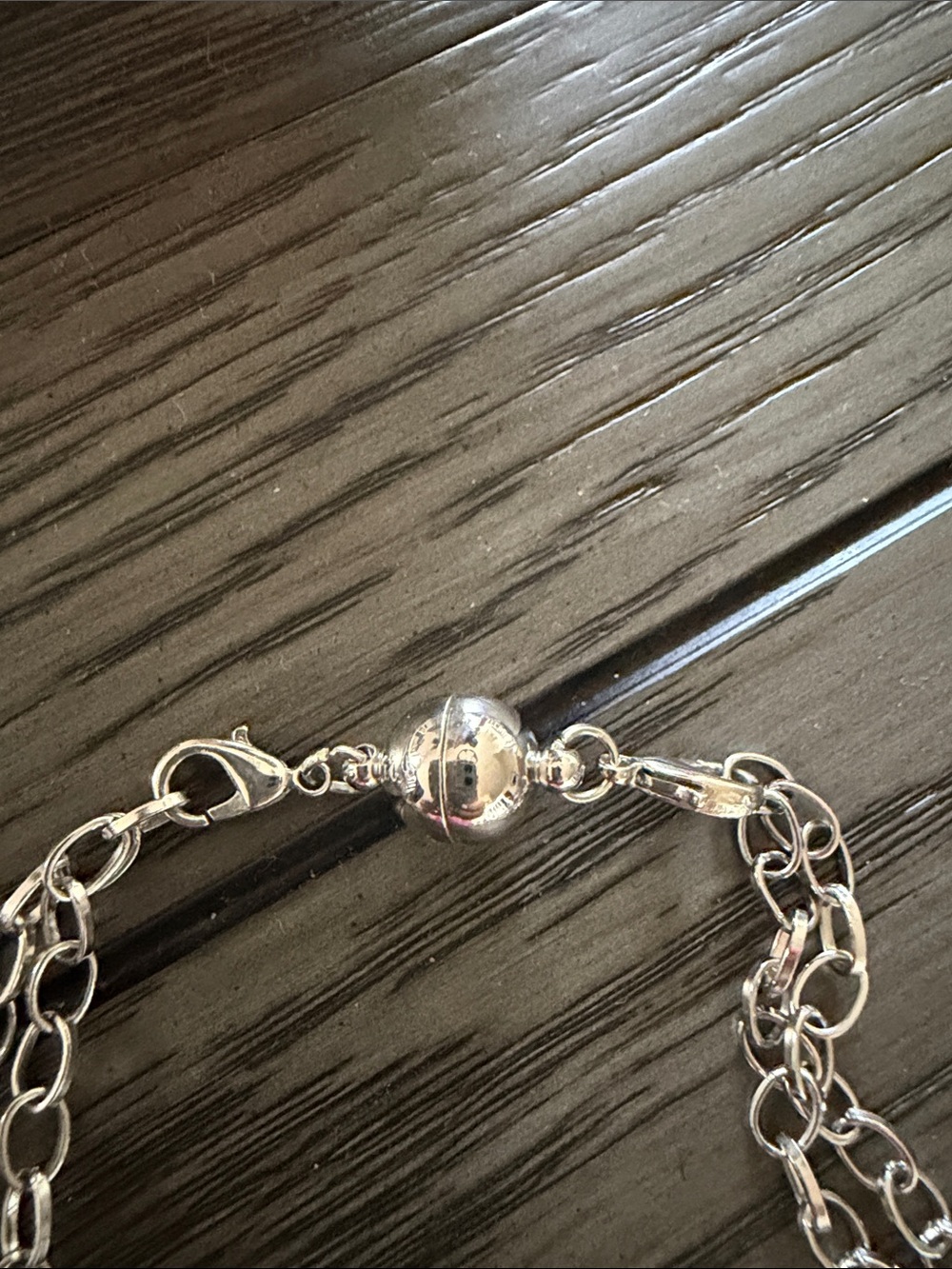Katia Designs Silver Double-Layer Necklace with Silver Crystal Pendant - Picture 5 of 7